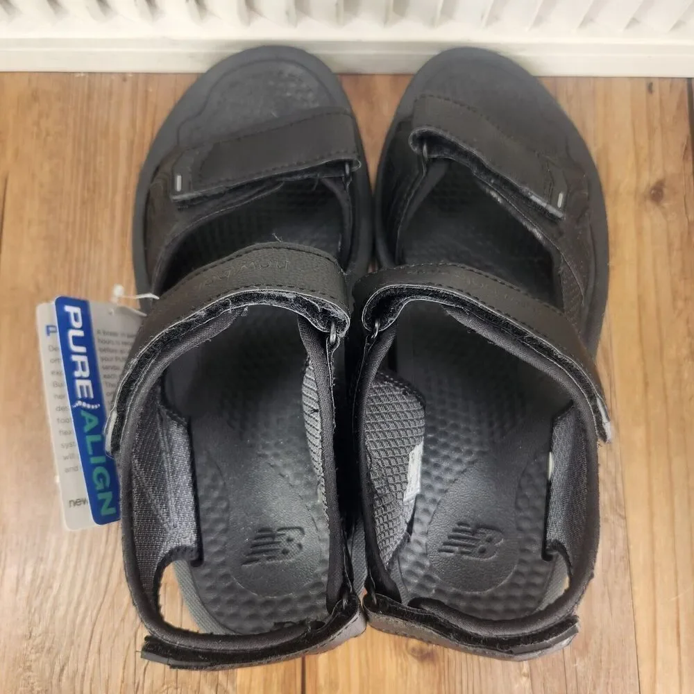 New Balance Recharge Sandals M2080BK Mens Sz 8 D Black Leather Comfort City Walk